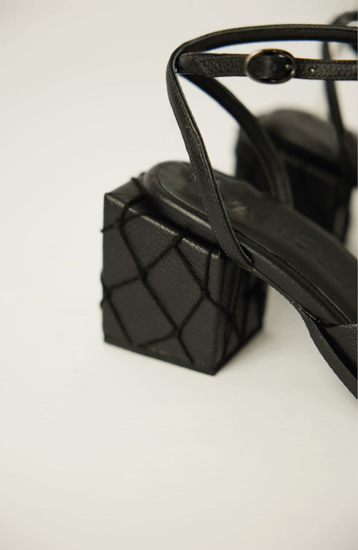 Macrame Heels - Black by Canella at White Label Project