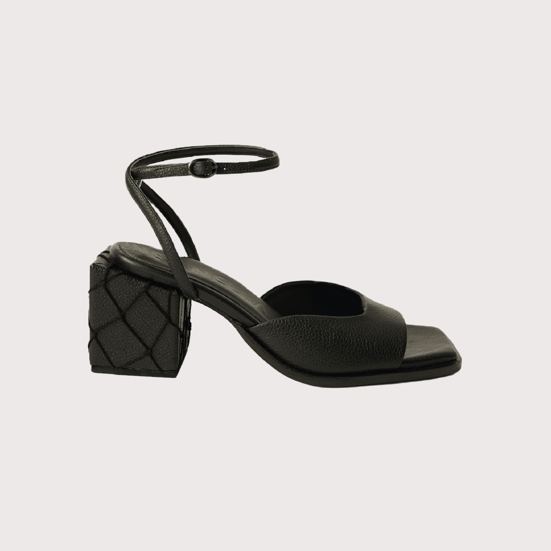 Macrame Heels - Black by Canella at White Label Project