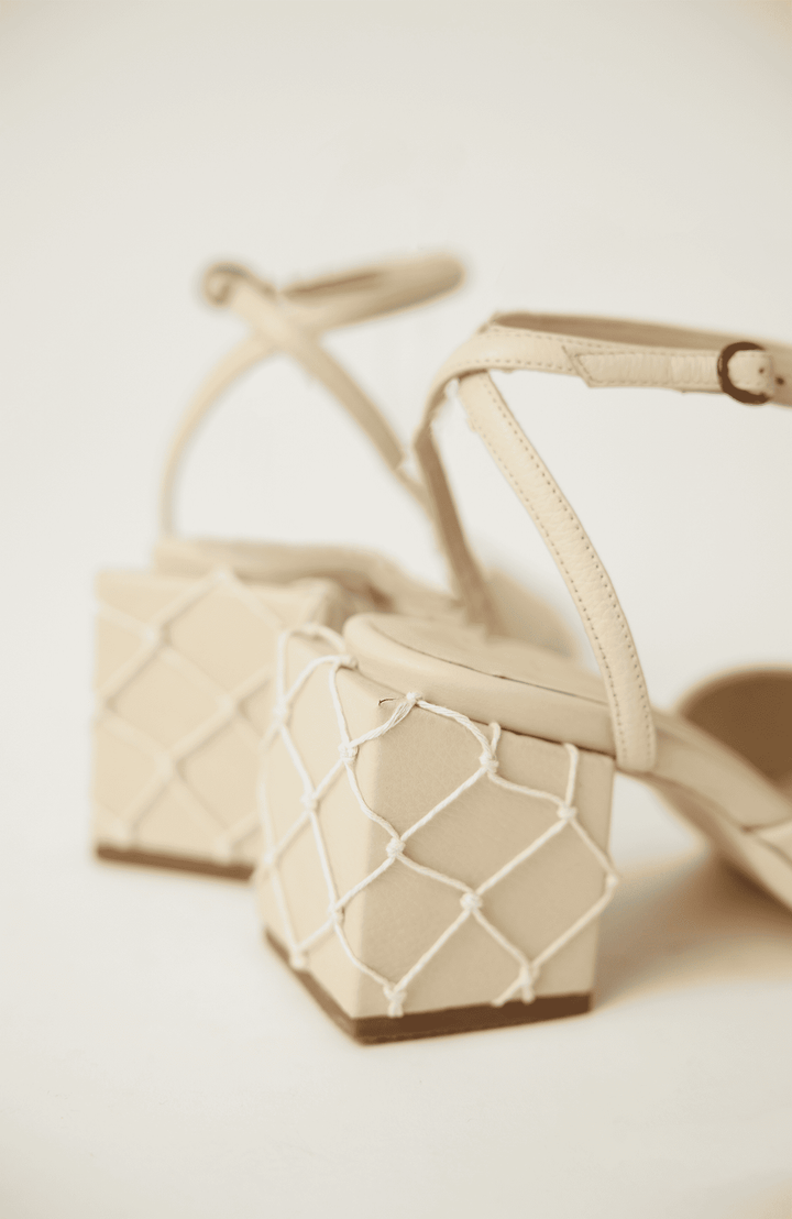 Macrame Heels - Cream by Canella at White Label Project