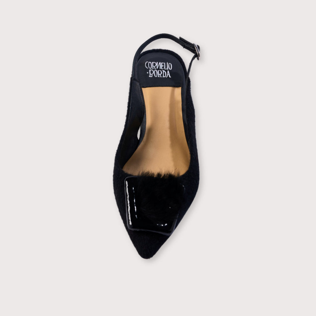 Roya Slingback Black by Cornelio Borda at White Label Project