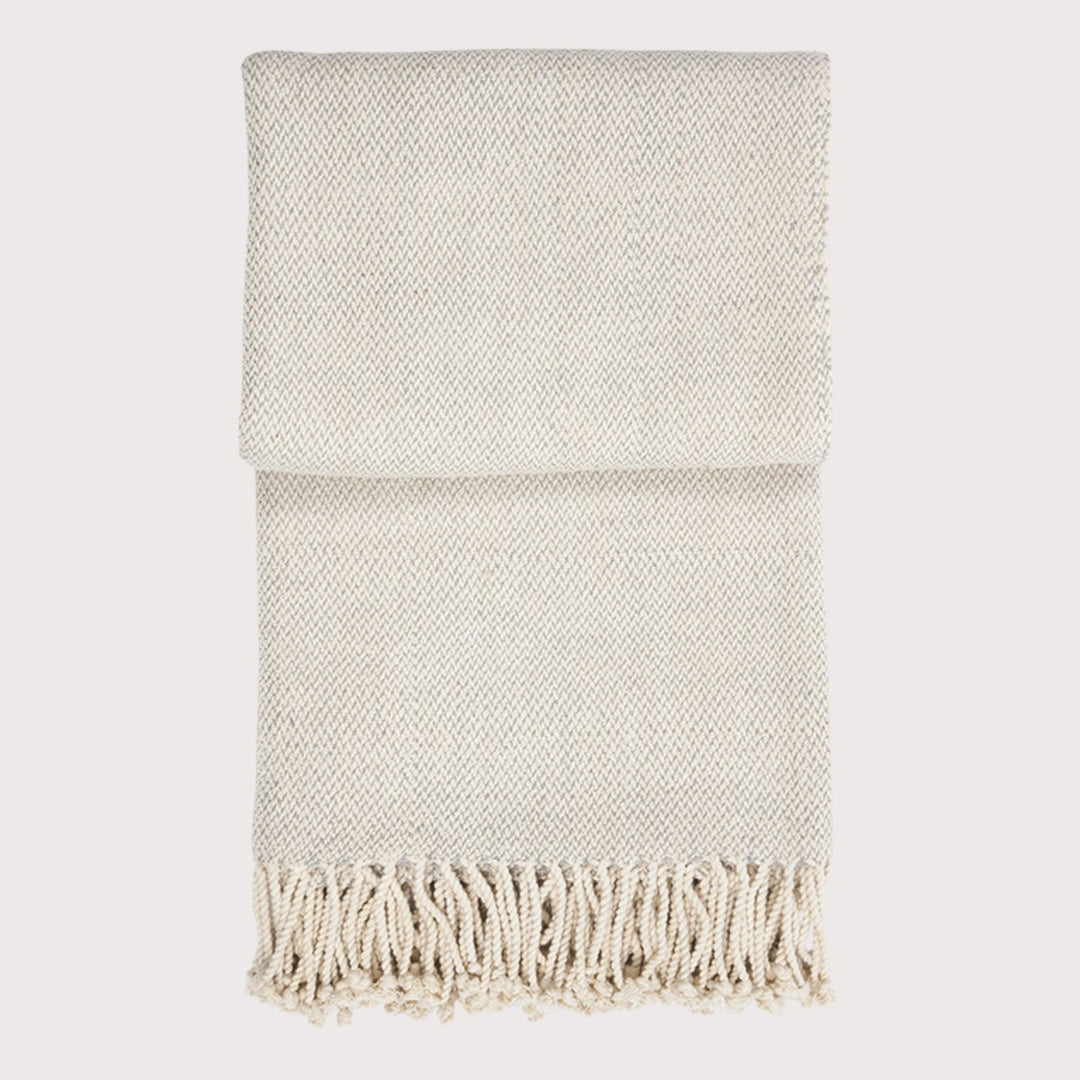 Cotton Banana Fibre Blanket Fringes - Light Grey by Folkdays at White Label Project