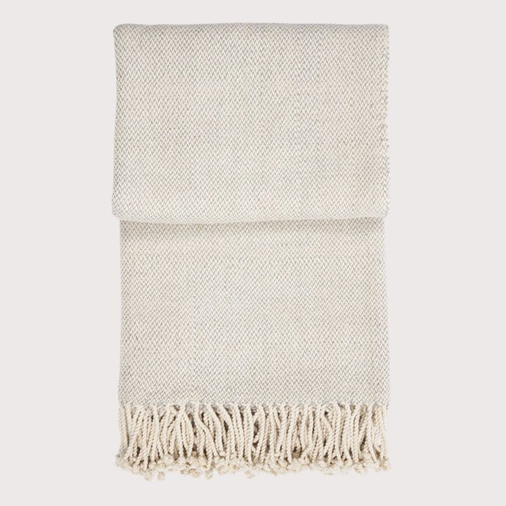 Cotton Banana Fibre Blanket Fringes - Light Grey by Folkdays at White Label Project