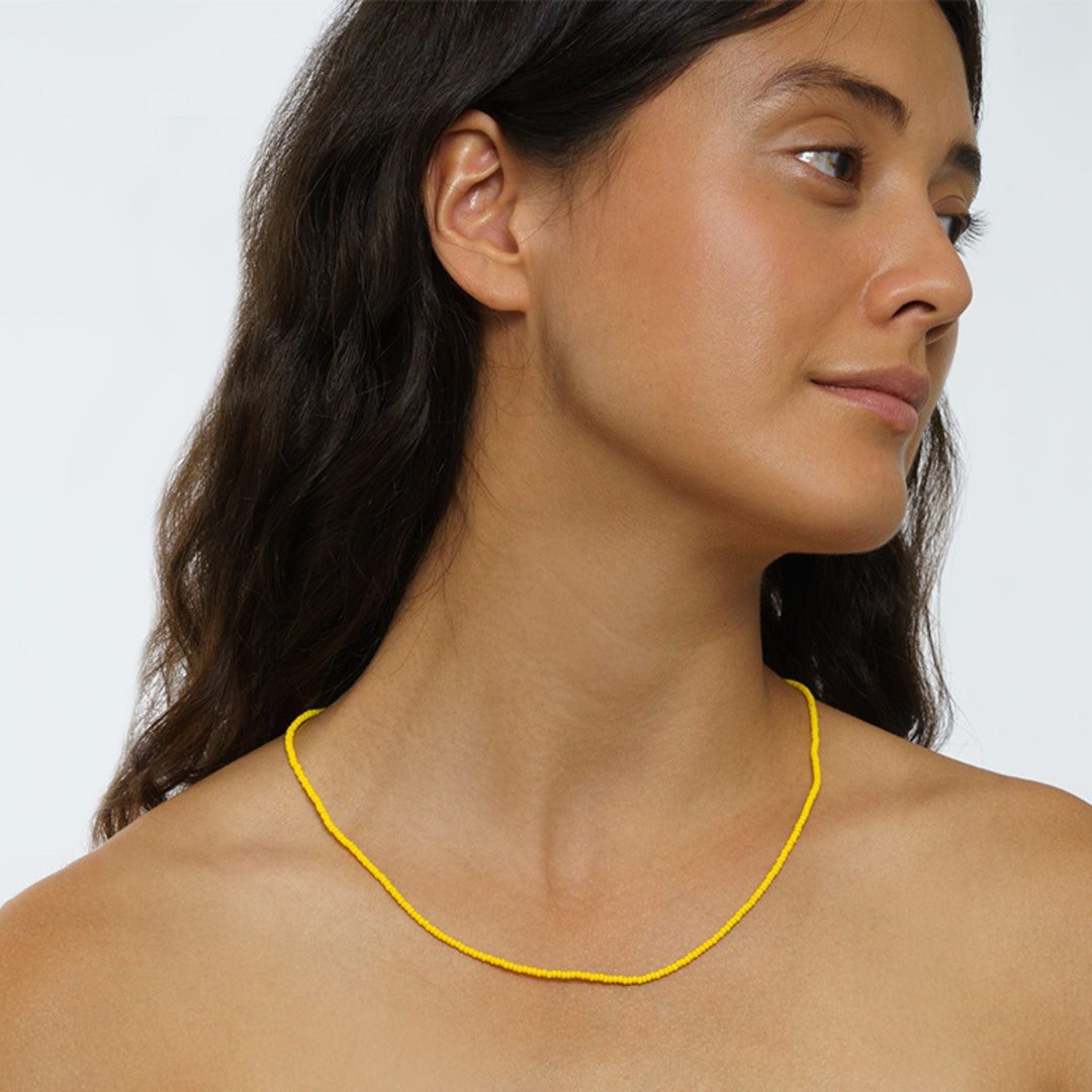 Necklace Glass Beads - Yellow by Folkdays at White Label Project