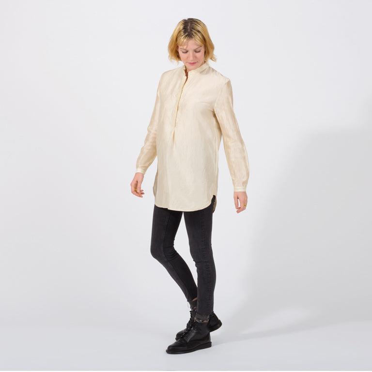 Sothy Silk Blouse - Beige by Folkdays at White Label Project