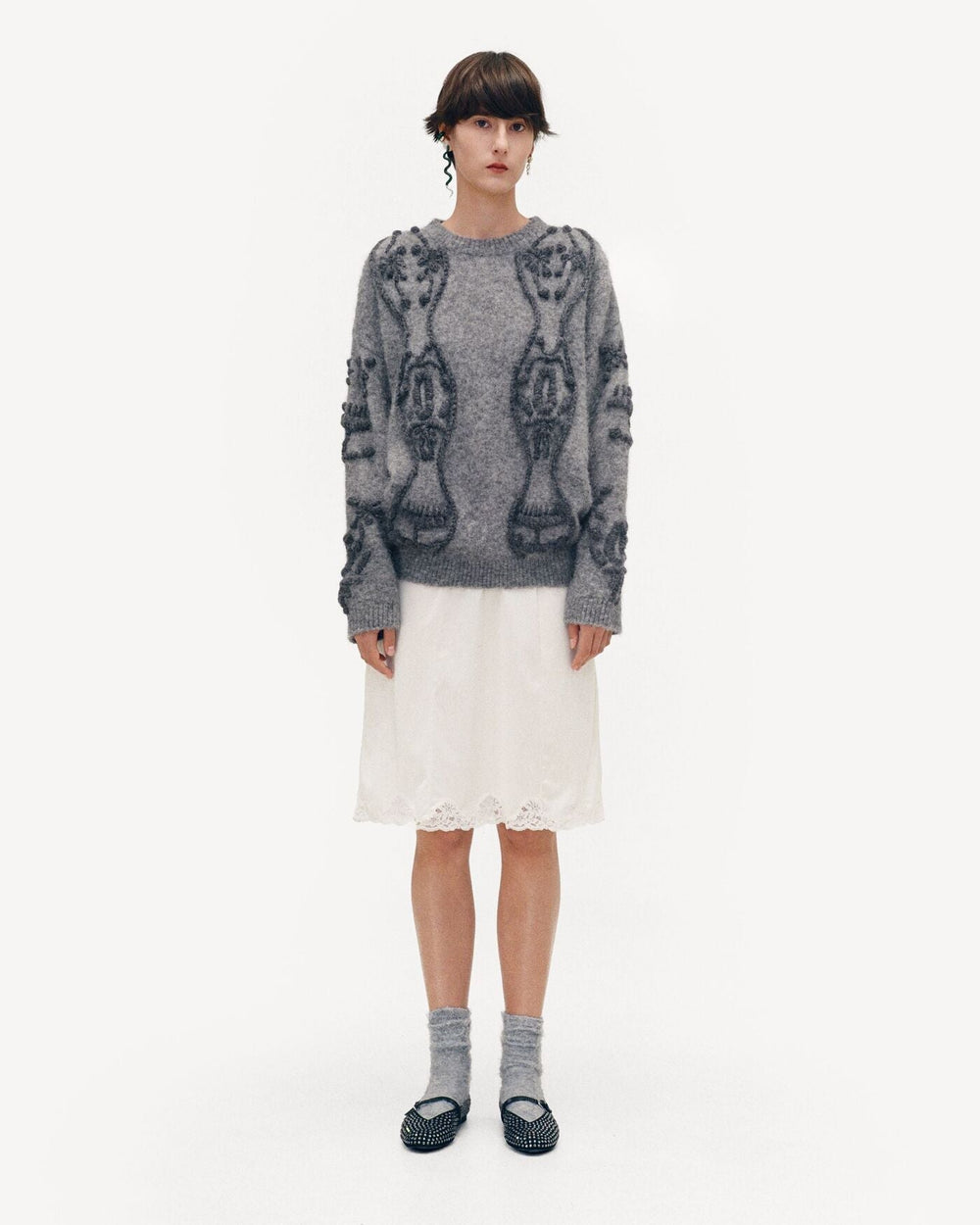 Flowers Sweater - Grey by Gunia Project at White Label Project