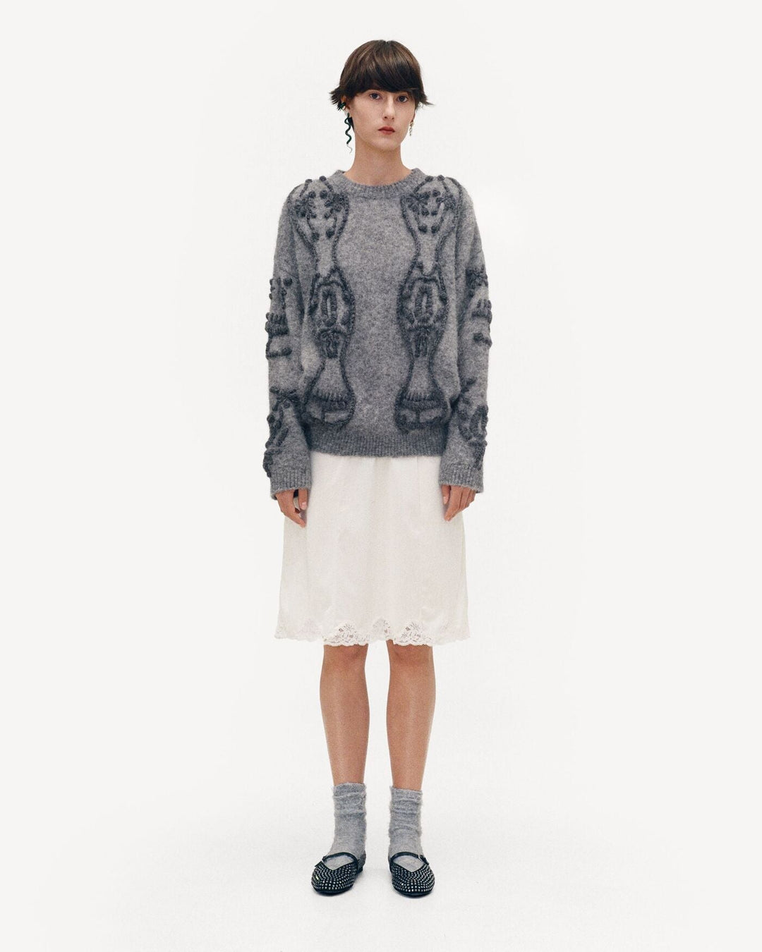 Flowers Sweater - Grey by Gunia Project at White Label Project