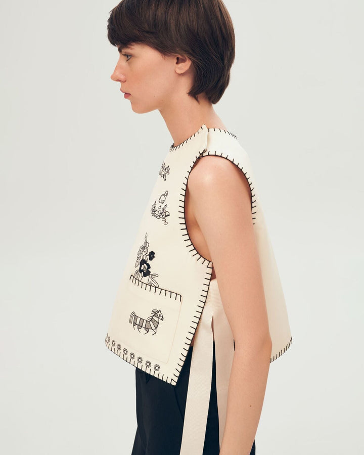 Vatslava Embroidered Vest by Gunia Project at White Label Project