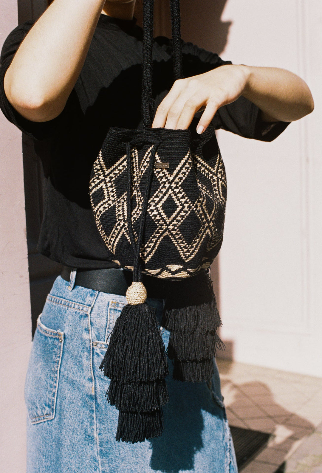 Wayuu Mini Bag - Black by Hilo Sagrado at White Label Project