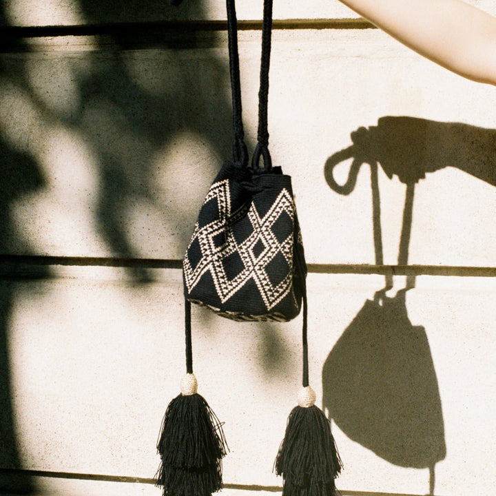 Wayuu Mini Bag - Black by Hilo Sagrado at White Label Project