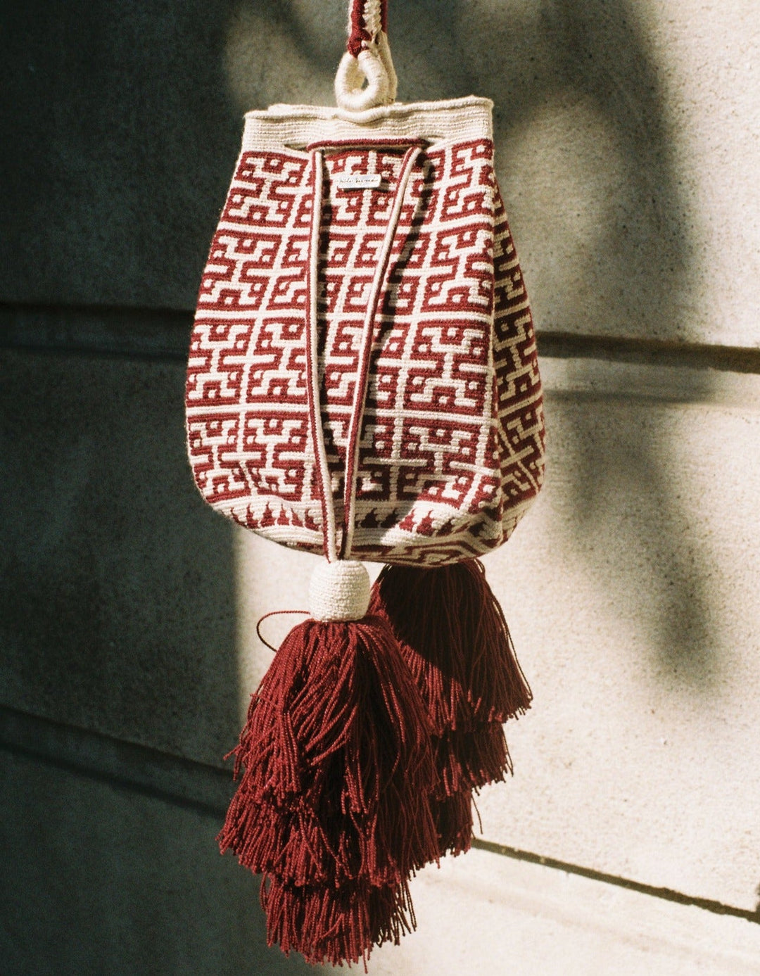 Wayuu Mini Bag - Burgundy by Hilo Sagrado at White Label Project