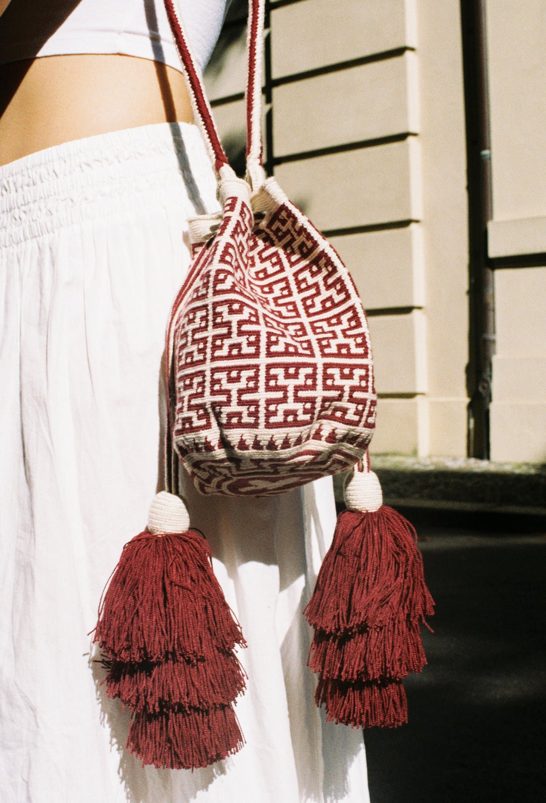Wayuu Mini Bag - Burgundy by Hilo Sagrado at White Label Project
