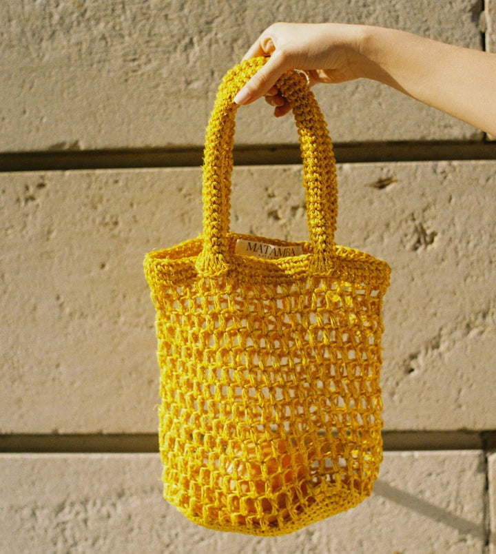 Fique Tote Dina Moreno Mini - Yellow by Matamba at White Label Project