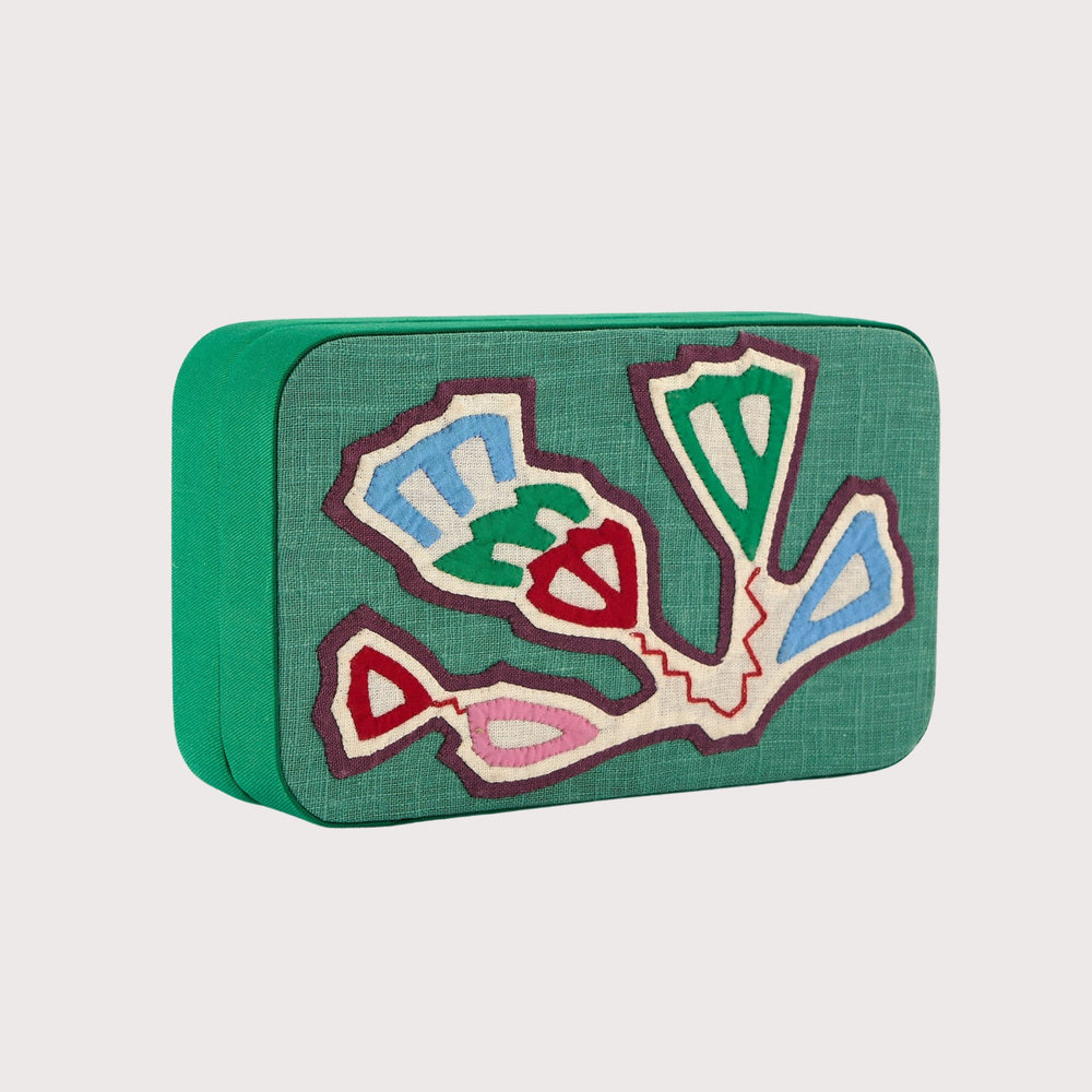 Blooming in Green Minaudière Box Clutch by Mola Sasa at White Label Project