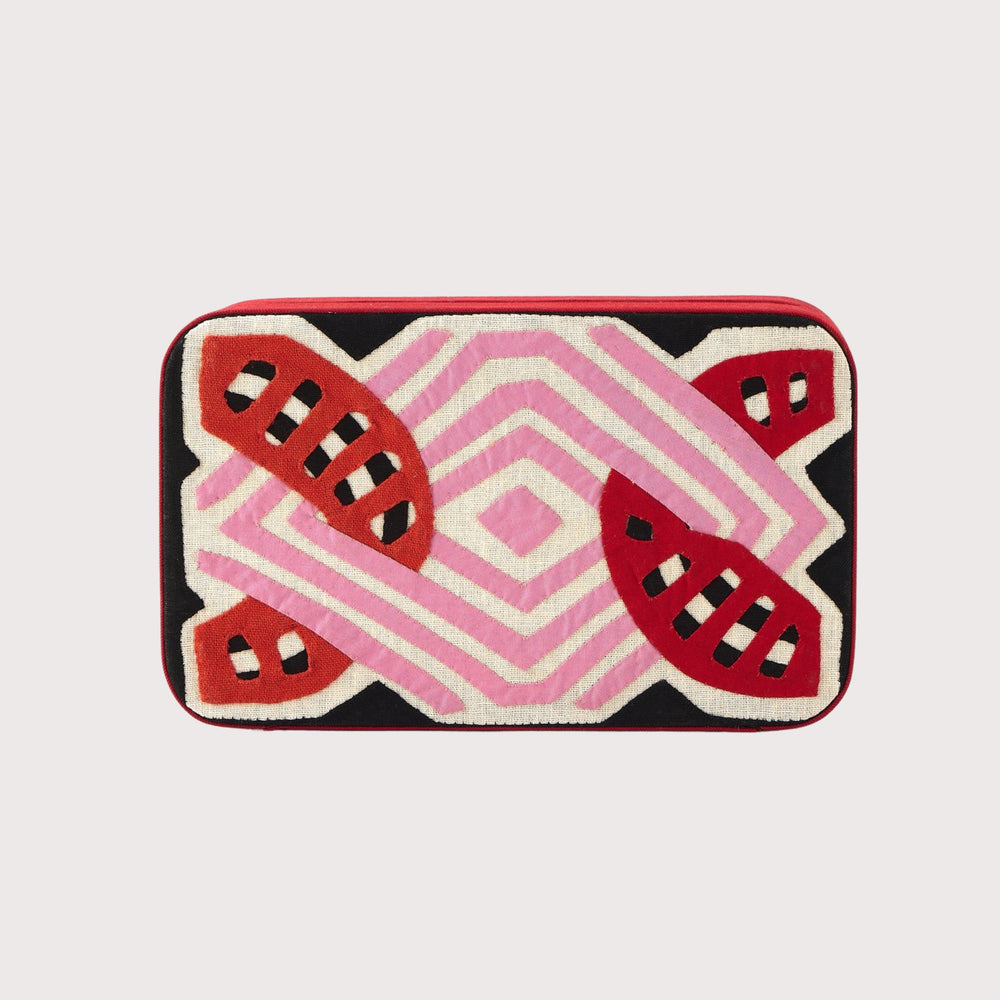 Contrasts in Pink Minaudière Box Clutch by Mola Sasa at White Label Project