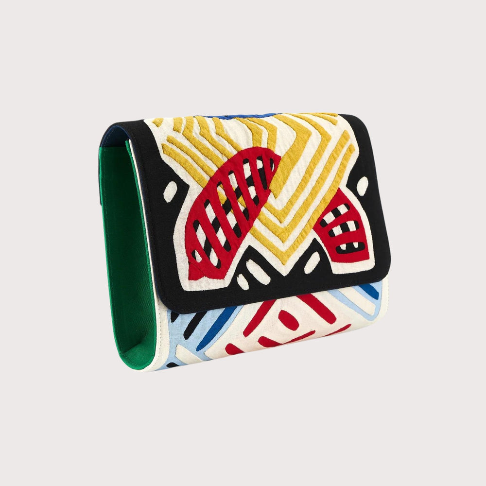 Contrasts in Red Small Kuna Clutch by Mola Sasa at White Label Project