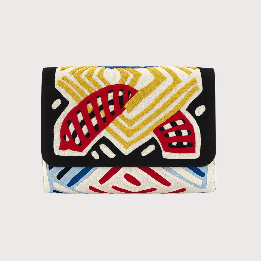 Contrasts in Red Small Kuna Clutch by Mola Sasa at White Label Project