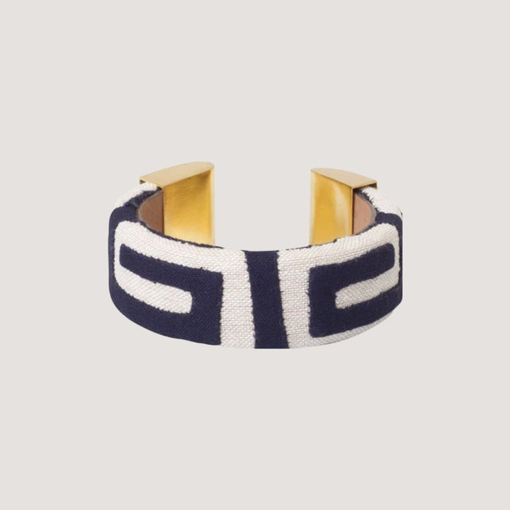 Sendero Kuna Bangle - White / Navy by Mola Sasa at White Label Project