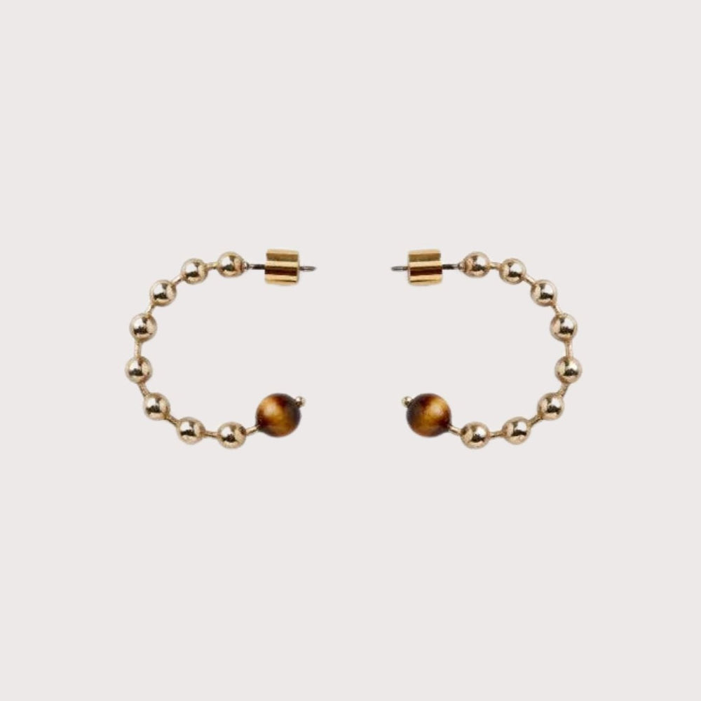 Mizpah Hoop Earrings - Tiger's Eye by Pichulik at White Label Project