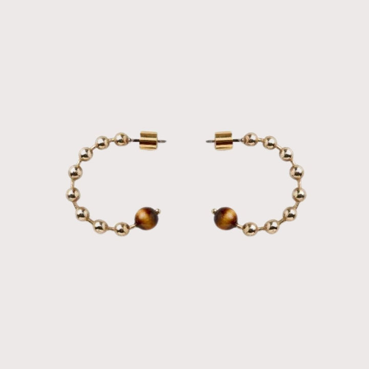 Mizpah Hoop Earrings - Tiger's Eye by Pichulik at White Label Project