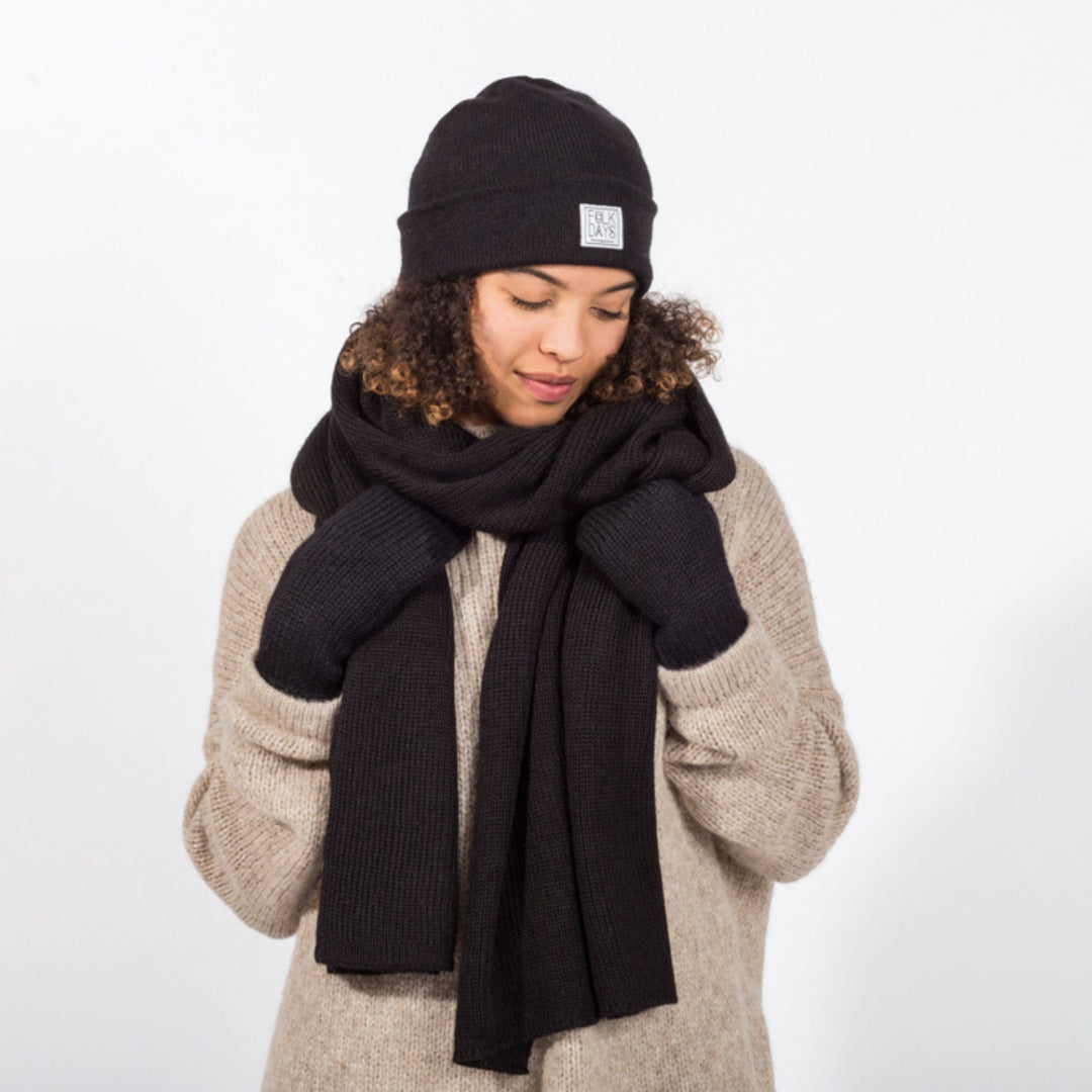 Marcelo Alpaca Wool Scarf - Black