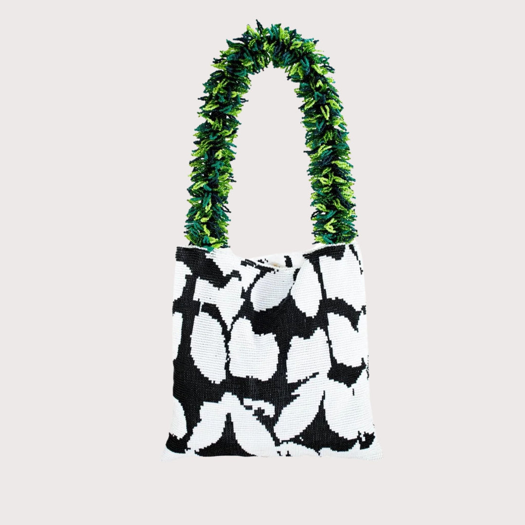 Clash of Prints Bag - Black/White/Green by Sac De Soul at White Label Project