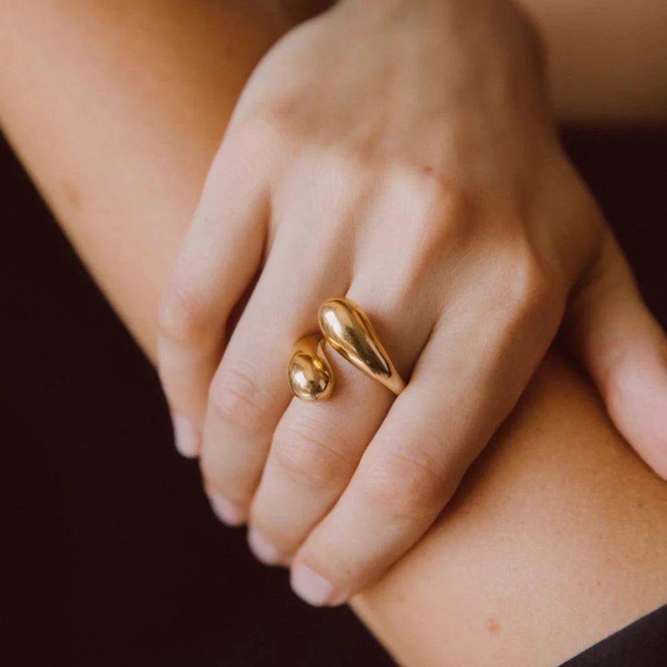 Gold Twisted Dash Ring by Soko at White Label Project