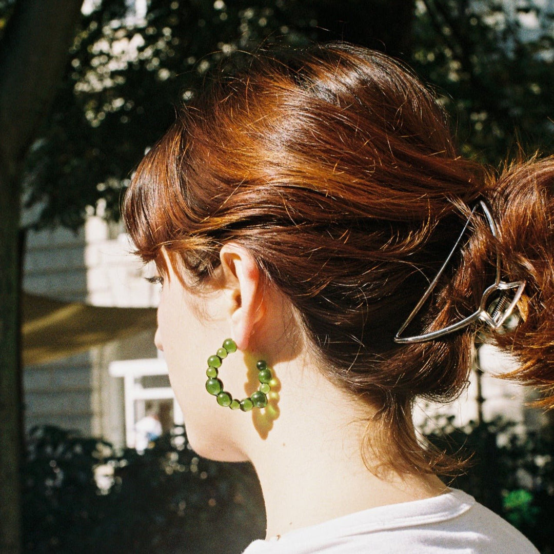 Media Luna Earrings - Dark Green by Studio Conchita at White Label Project