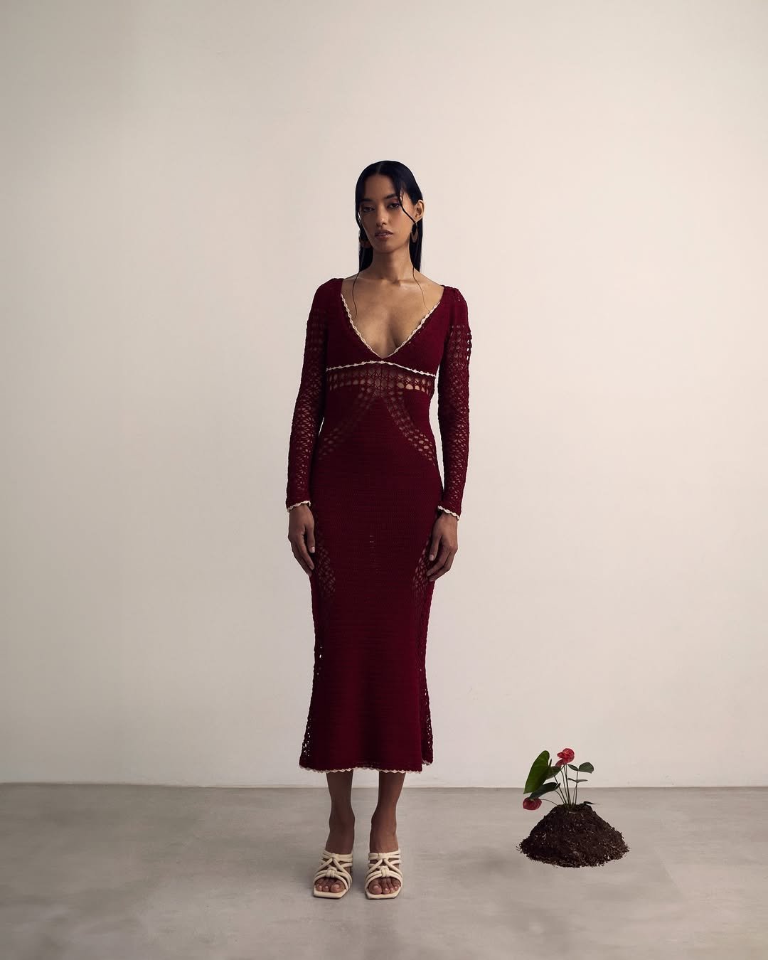 Heliconia Dress - Burgundy by The Sake Project at White Label Project