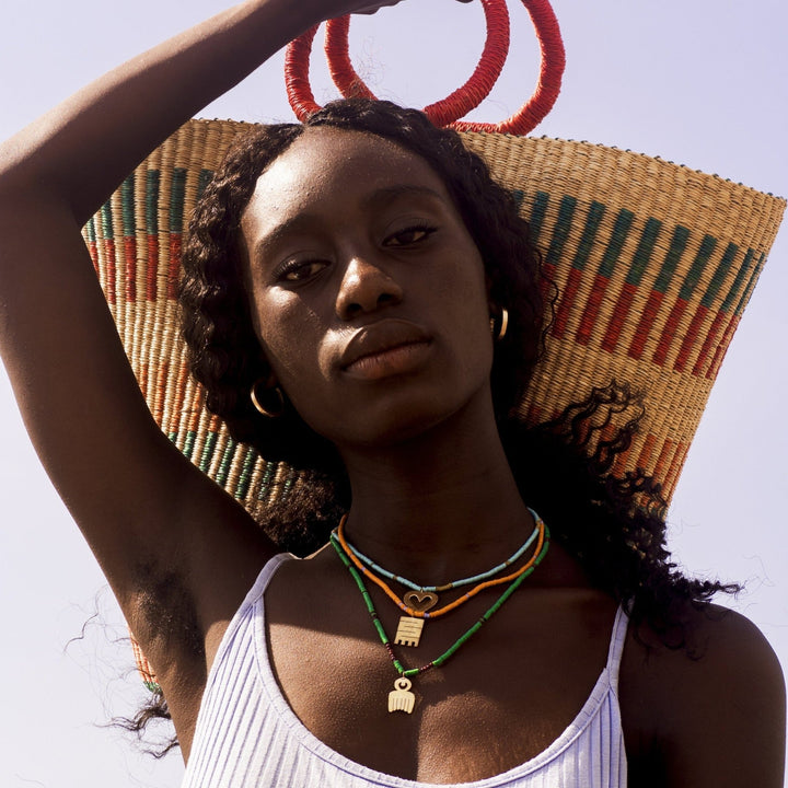 Yina Necklace — Orange Blue Maame by Aketekete at White Label Project